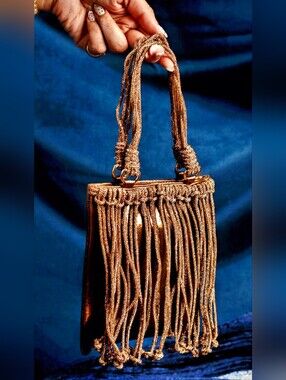 Fringed Metallic Bronze/Copper Color Evening Bag